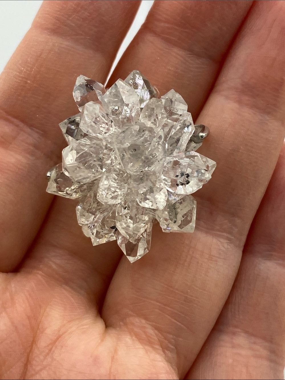 Herkimer Statement Ring Crystal Cluster Silver Ring - Picture 5 of 5